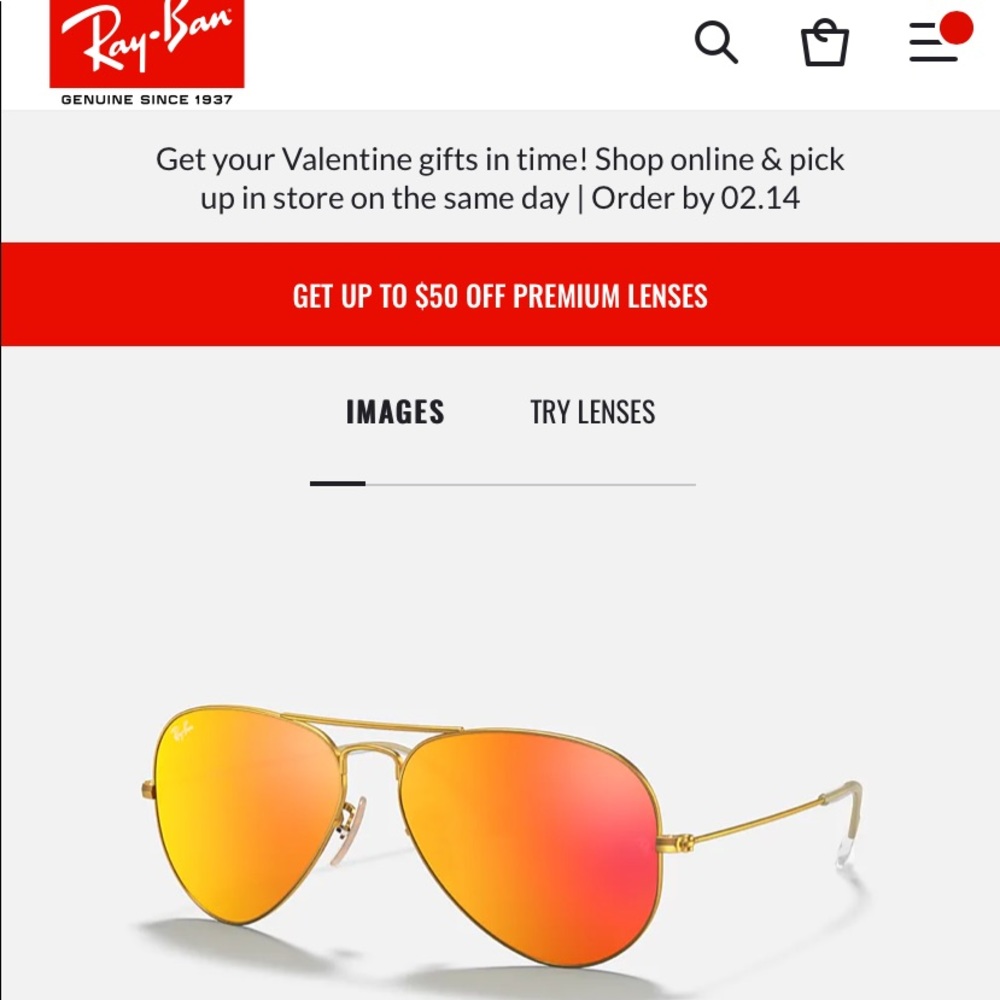 Ray-Ban Orange Flash Aviators Gold Frame